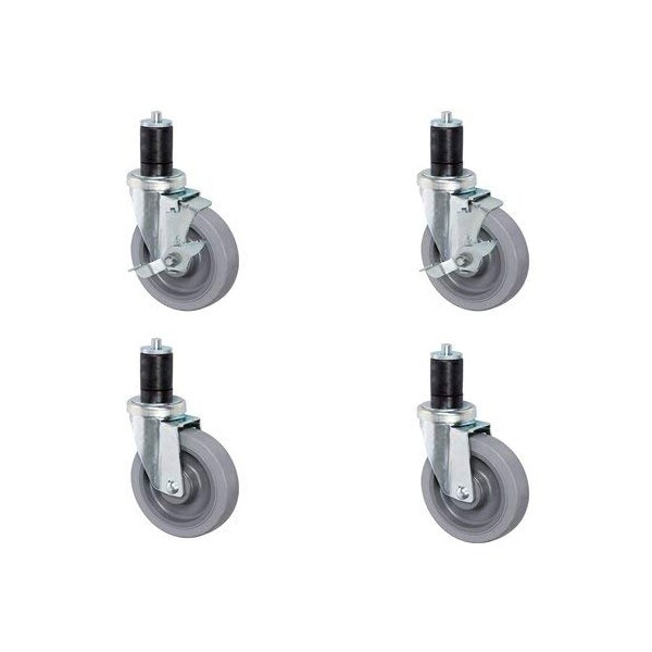 3" Gray Caster Wheel Set for Commercial Kitchen PREP Tables, 2 w